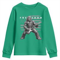 Freedom Bigfoot Playing Electric Guitar Youth Sweatshirt Sasquatch Rock Star American Flag Patriotic Graphic