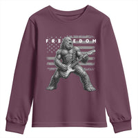 Freedom Bigfoot Playing Electric Guitar Youth Sweatshirt Sasquatch Rock Star American Flag Patriotic Graphic