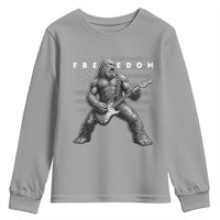 Freedom Bigfoot Playing Electric Guitar Youth Sweatshirt Sasquatch Rock Star American Flag Patriotic Graphic