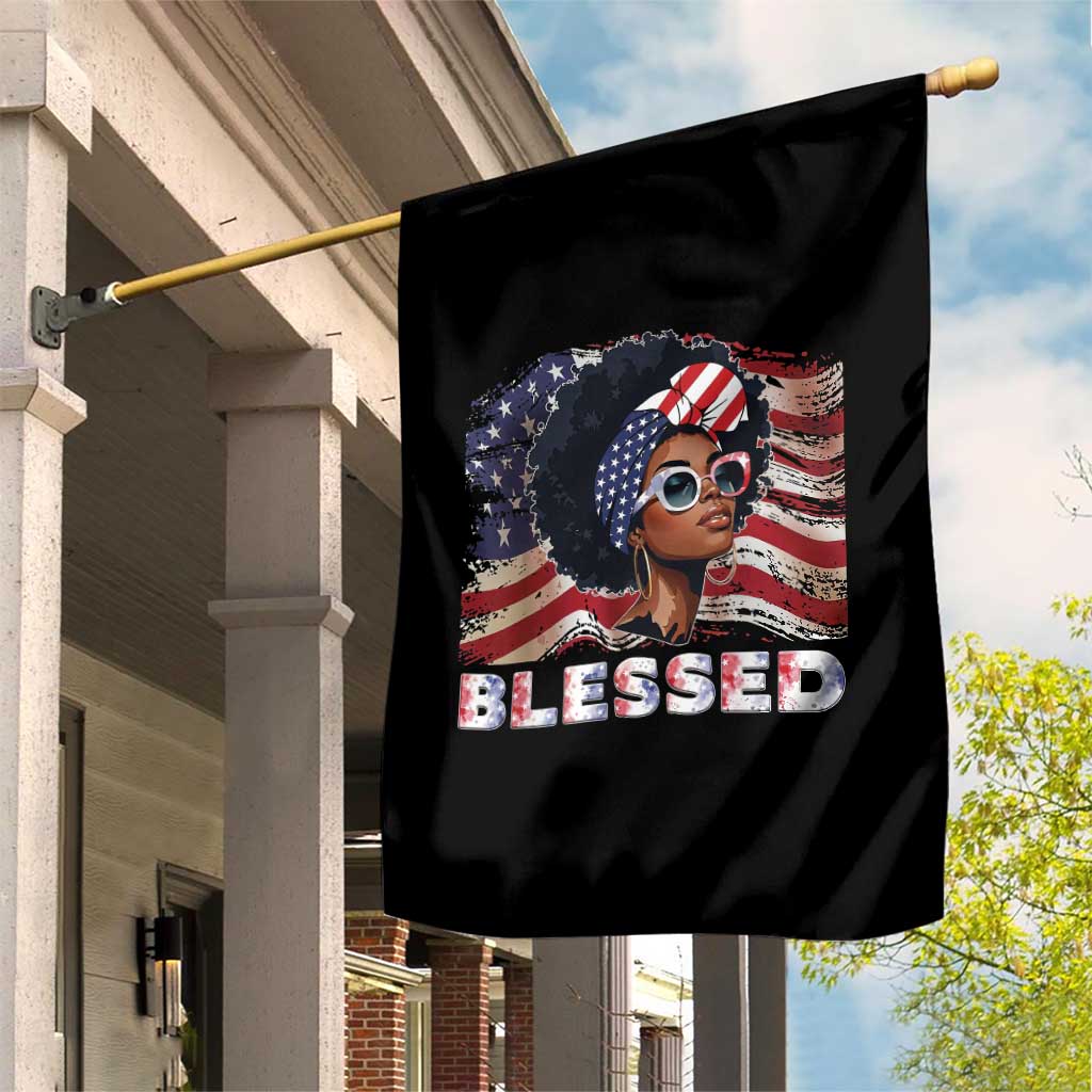 Blessed Black Queen Afro American Flag Garden Flag Patriotic Juneteenth 4th of July