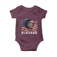 Blessed Black Queen Afro American Flag Baby Onesie Patriotic Juneteenth 4th of July