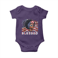 Blessed Black Queen Afro American Flag Baby Onesie Patriotic Juneteenth 4th of July