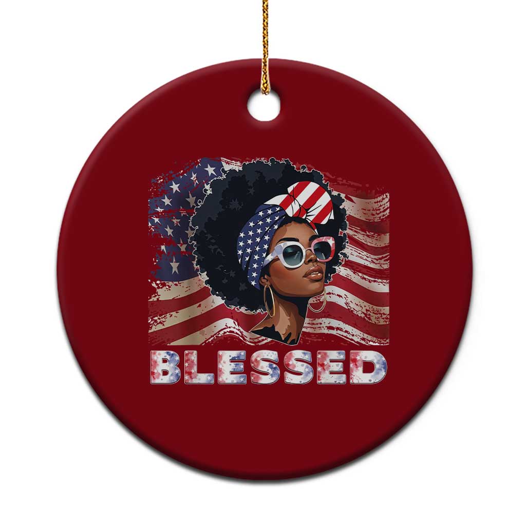 Blessed Black Queen Afro American Flag Ceramic Ornament Patriotic Juneteenth 4th of July