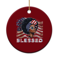 Blessed Black Queen Afro American Flag Ceramic Ornament Patriotic Juneteenth 4th of July