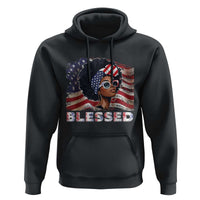 Blessed Black Queen Afro American Flag Hoodie Patriotic Juneteenth 4th of July