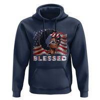 Blessed Black Queen Afro American Flag Hoodie Patriotic Juneteenth 4th of July