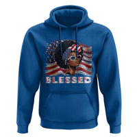 Blessed Black Queen Afro American Flag Hoodie Patriotic Juneteenth 4th of July