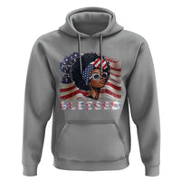 Blessed Black Queen Afro American Flag Hoodie Patriotic Juneteenth 4th of July