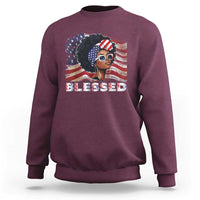 Blessed Black Queen Afro American Flag Sweatshirt Patriotic Juneteenth 4th of July
