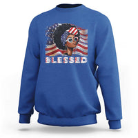 Blessed Black Queen Afro American Flag Sweatshirt Patriotic Juneteenth 4th of July