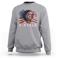 Blessed Black Queen Afro American Flag Sweatshirt Patriotic Juneteenth 4th of July