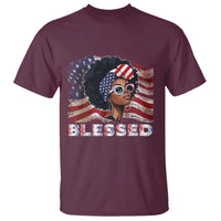 Blessed Black Queen Afro American Flag T Shirt Patriotic Juneteenth 4th of July