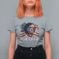Blessed Black Queen Afro American Flag T Shirt For Women Patriotic Juneteenth 4th of July