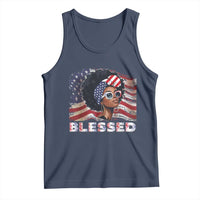 Blessed Black Queen Afro American Flag Tank Top Patriotic Juneteenth 4th of July