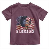 Blessed Black Queen Afro American Flag Toddler T Shirt Patriotic Juneteenth 4th of July