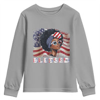Blessed Black Queen Afro American Flag Youth Sweatshirt Patriotic Juneteenth 4th of July