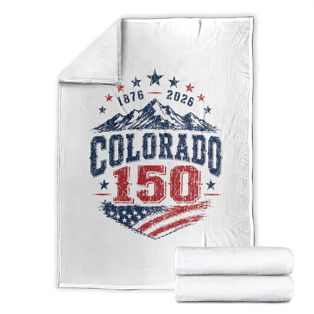Colorado Rocky Mountains 150th Anniversary Throw Blanket Sesquicentennial 1876 2026 Patriotic Graphic