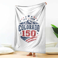 Colorado Rocky Mountains 150th Anniversary Throw Blanket Sesquicentennial 1876 2026 Patriotic Graphic
