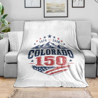 Colorado Rocky Mountains 150th Anniversary Throw Blanket Sesquicentennial 1876 2026 Patriotic Graphic