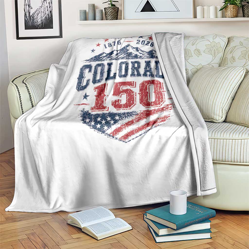 Colorado Rocky Mountains 150th Anniversary Throw Blanket Sesquicentennial 1876 2026 Patriotic Graphic