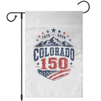 Colorado Rocky Mountains 150th Anniversary Garden Flag Sesquicentennial 1876 2026 Patriotic Graphic