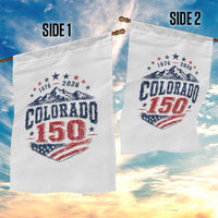 Colorado Rocky Mountains 150th Anniversary Garden Flag Sesquicentennial 1876 2026 Patriotic Graphic
