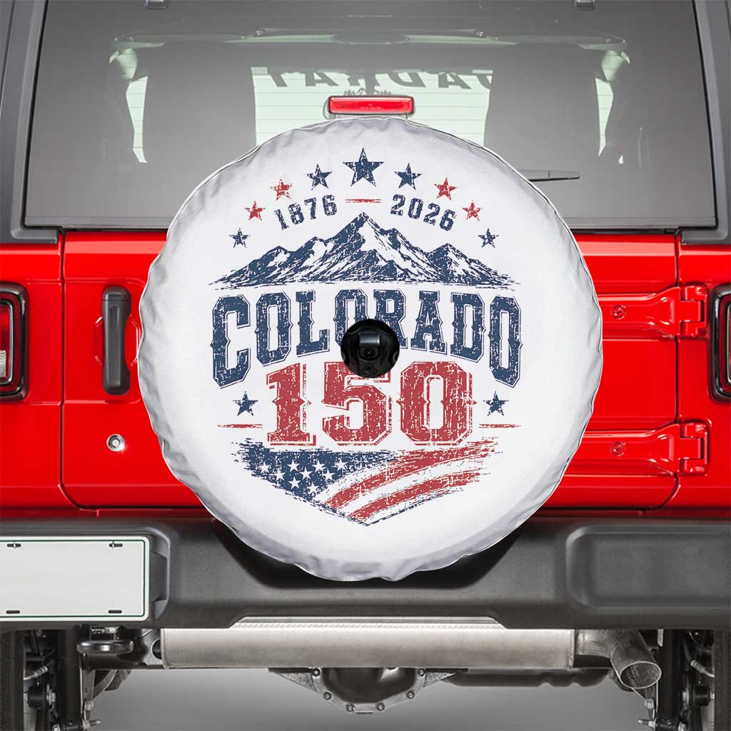 Colorado Rocky Mountains 150th Anniversary Spare Tire Cover Sesquicentennial 1876 2026 Patriotic Graphic