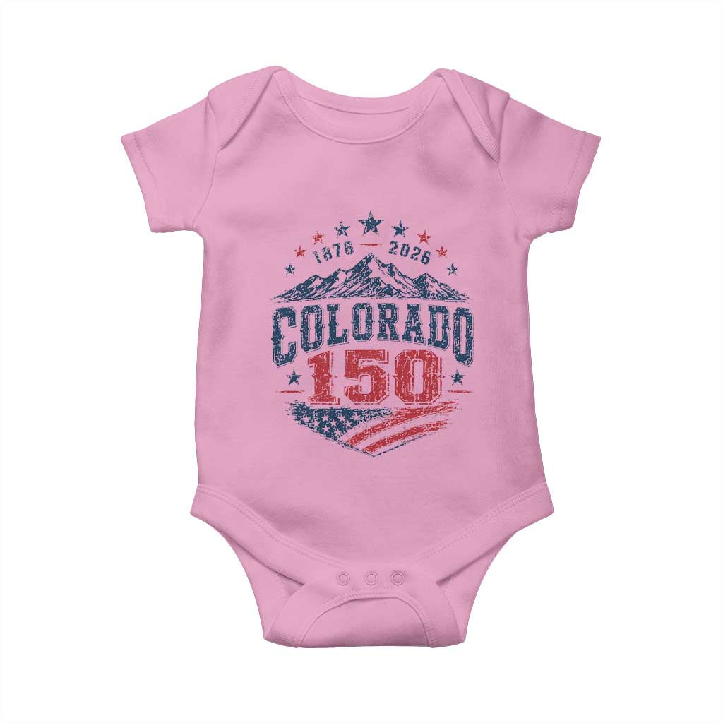 Colorado Rocky Mountains 150th Anniversary Baby Onesie Sesquicentennial 1876 2026 Patriotic Graphic