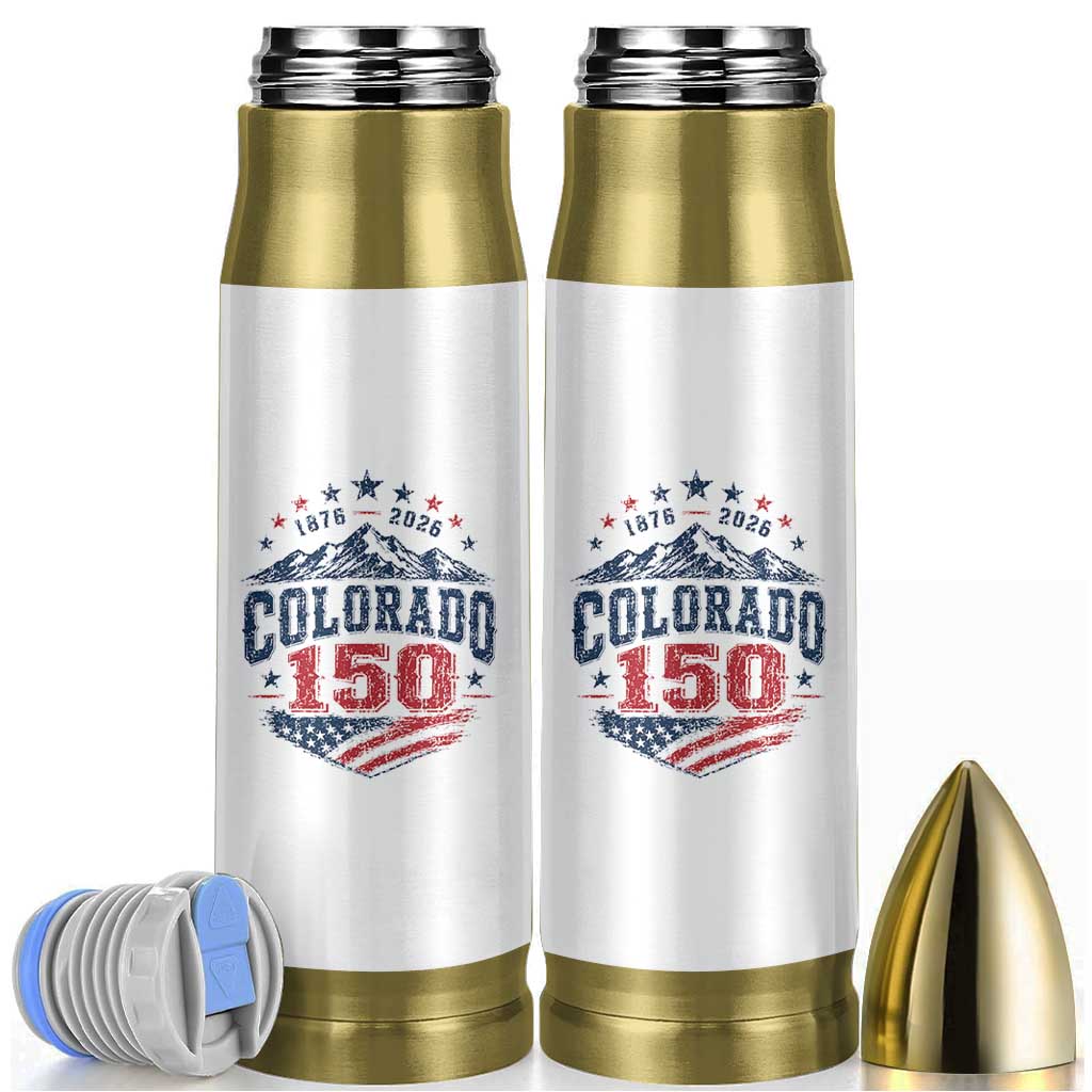 Colorado Rocky Mountains 150th Anniversary Bullet Tumbler Sesquicentennial 1876 2026 Patriotic Graphic