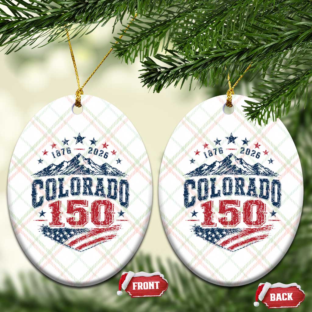 Colorado Rocky Mountains 150th Anniversary Ceramic Ornament Sesquicentennial 1876 2026 Patriotic Graphic