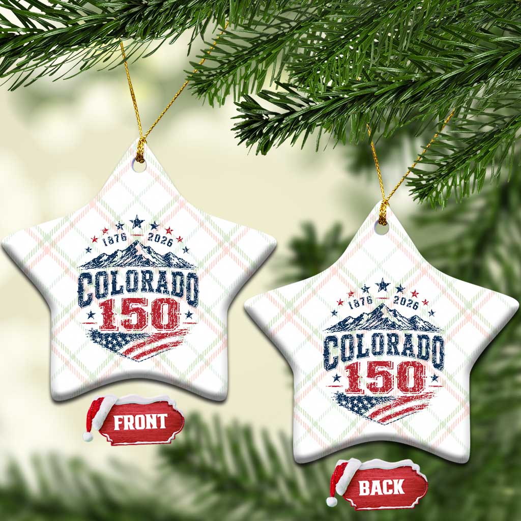 Colorado Rocky Mountains 150th Anniversary Ceramic Ornament Sesquicentennial 1876 2026 Patriotic Graphic