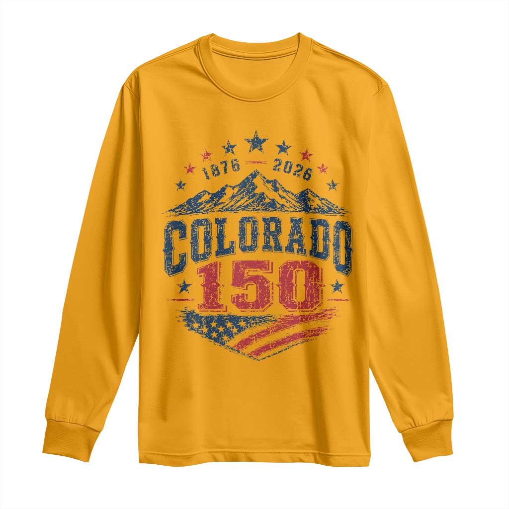 Colorado Rocky Mountains 150th Anniversary Long Sleeve Shirt Sesquicentennial 1876 2026 Patriotic Graphic