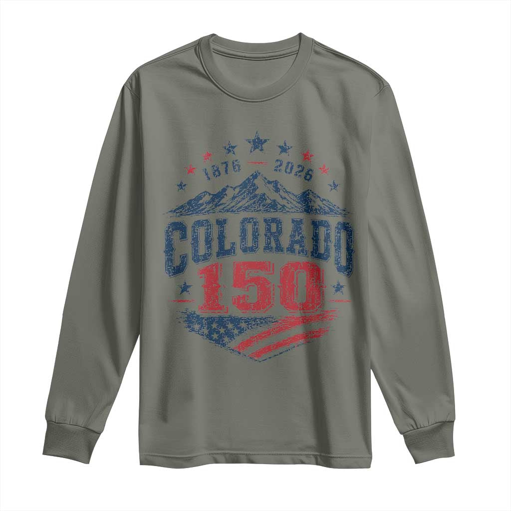Colorado Rocky Mountains 150th Anniversary Long Sleeve Shirt Sesquicentennial 1876 2026 Patriotic Graphic
