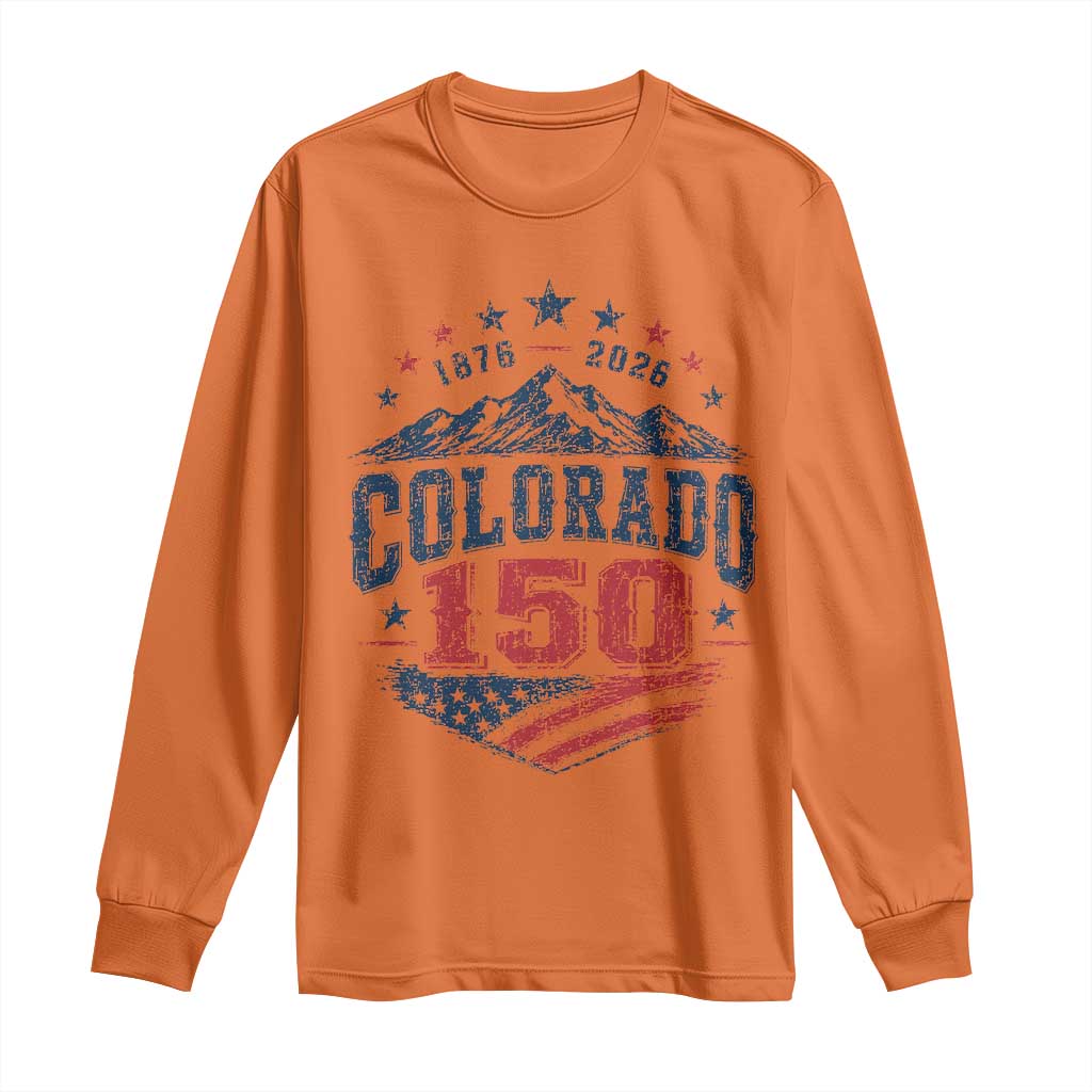 Colorado Rocky Mountains 150th Anniversary Long Sleeve Shirt Sesquicentennial 1876 2026 Patriotic Graphic