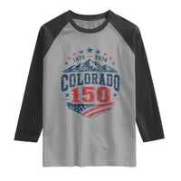 Colorado Rocky Mountains 150th Anniversary Raglan Shirt Sesquicentennial 1876 2026 Patriotic Graphic
