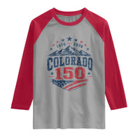 Colorado Rocky Mountains 150th Anniversary Raglan Shirt Sesquicentennial 1876 2026 Patriotic Graphic