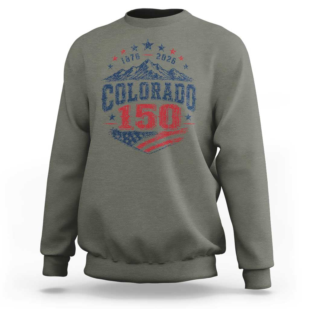 Colorado Rocky Mountains 150th Anniversary Sweatshirt Sesquicentennial 1876 2026 Patriotic Graphic