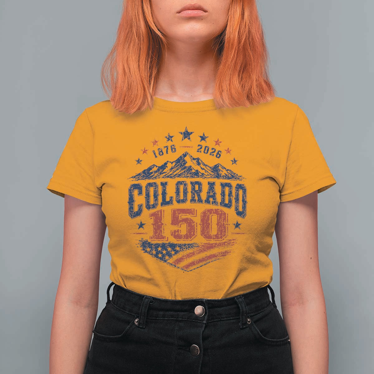 Colorado Rocky Mountains 150th Anniversary T Shirt For Women Sesquicentennial 1876 2026 Patriotic Graphic
