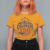 Colorado Rocky Mountains 150th Anniversary T Shirt For Women Sesquicentennial 1876 2026 Patriotic Graphic
