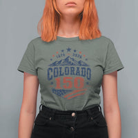 Colorado Rocky Mountains 150th Anniversary T Shirt For Women Sesquicentennial 1876 2026 Patriotic Graphic