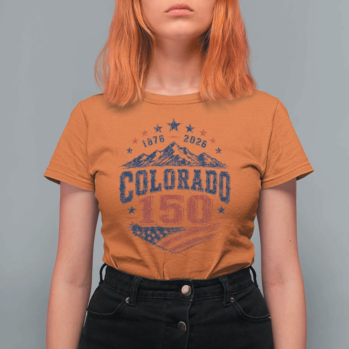 Colorado Rocky Mountains 150th Anniversary T Shirt For Women Sesquicentennial 1876 2026 Patriotic Graphic