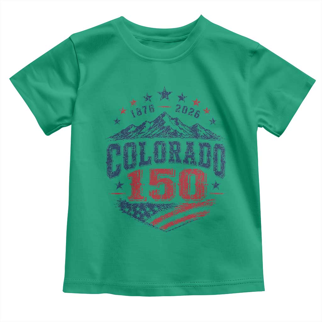 Colorado Rocky Mountains 150th Anniversary Toddler T Shirt Sesquicentennial 1876 2026 Patriotic Graphic