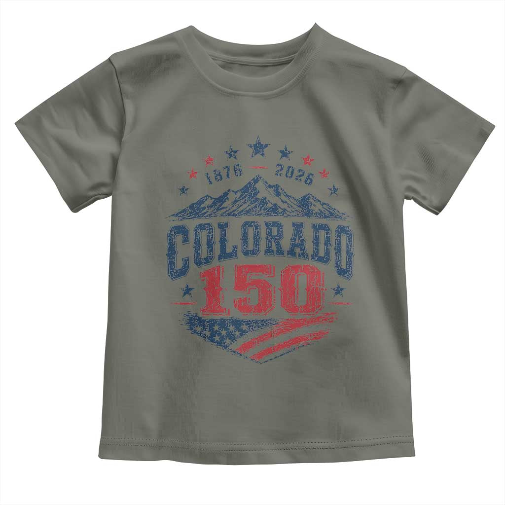 Colorado Rocky Mountains 150th Anniversary Toddler T Shirt Sesquicentennial 1876 2026 Patriotic Graphic