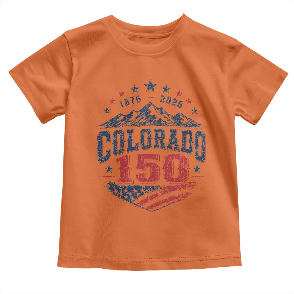 Colorado Rocky Mountains 150th Anniversary Toddler T Shirt Sesquicentennial 1876 2026 Patriotic Graphic