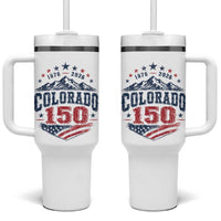 Colorado Rocky Mountains 150th Anniversary Tumbler With Handle Sesquicentennial 1876 2026 Patriotic Graphic