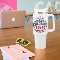 Colorado Rocky Mountains 150th Anniversary Tumbler With Handle Sesquicentennial 1876 2026 Patriotic Graphic