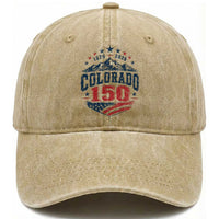 Colorado Rocky Mountains 150th Anniversary Washed Cotton Baseball Cap Sesquicentennial 1876 2026 Patriotic Graphic