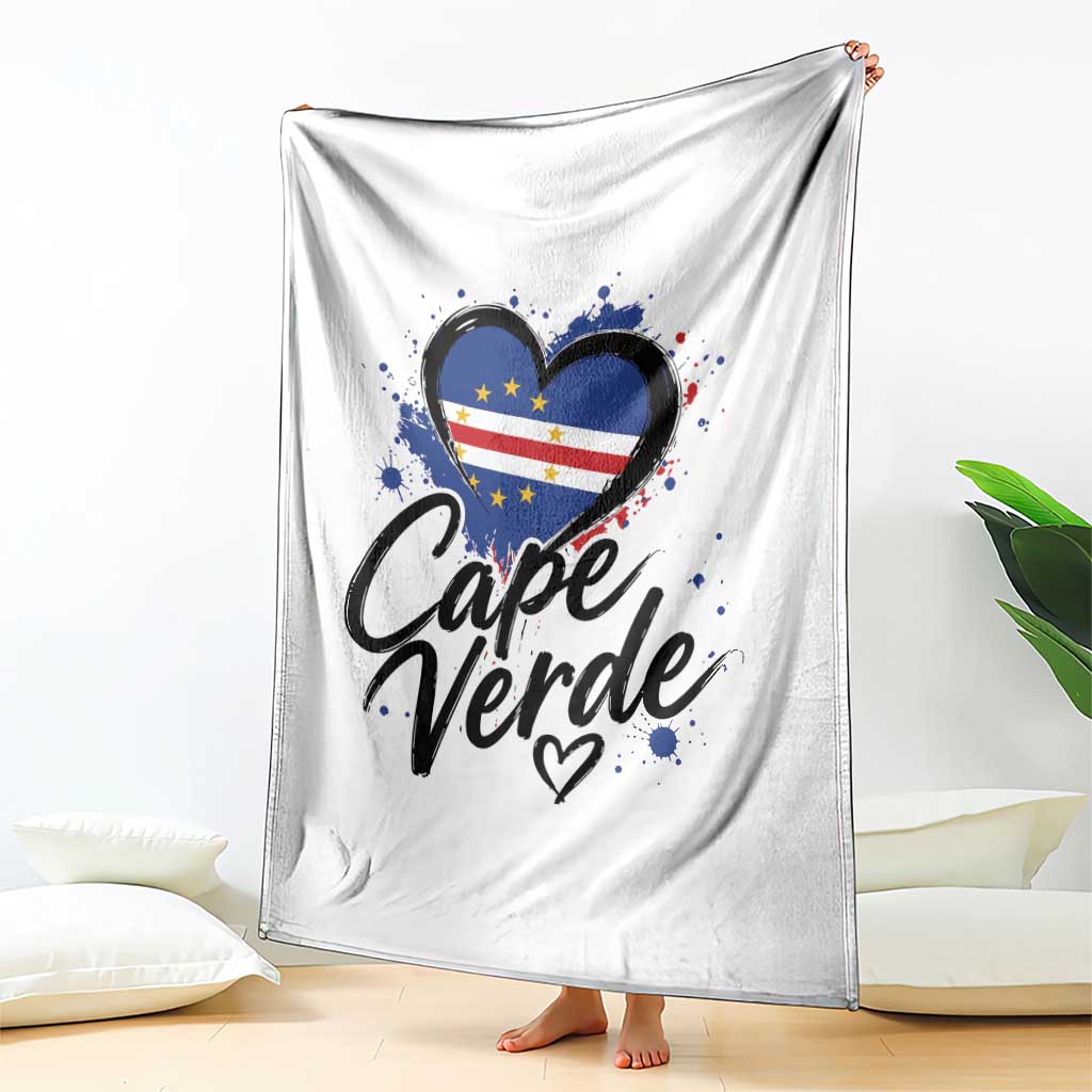 Cape Verde Flag Heart Throw Blanket Cabo Verde Pride Verdean Love