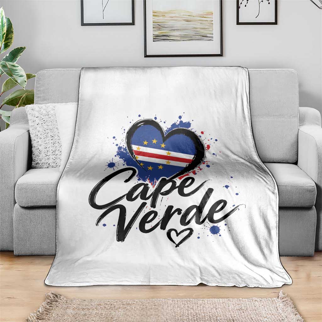 Cape Verde Flag Heart Throw Blanket Cabo Verde Pride Verdean Love