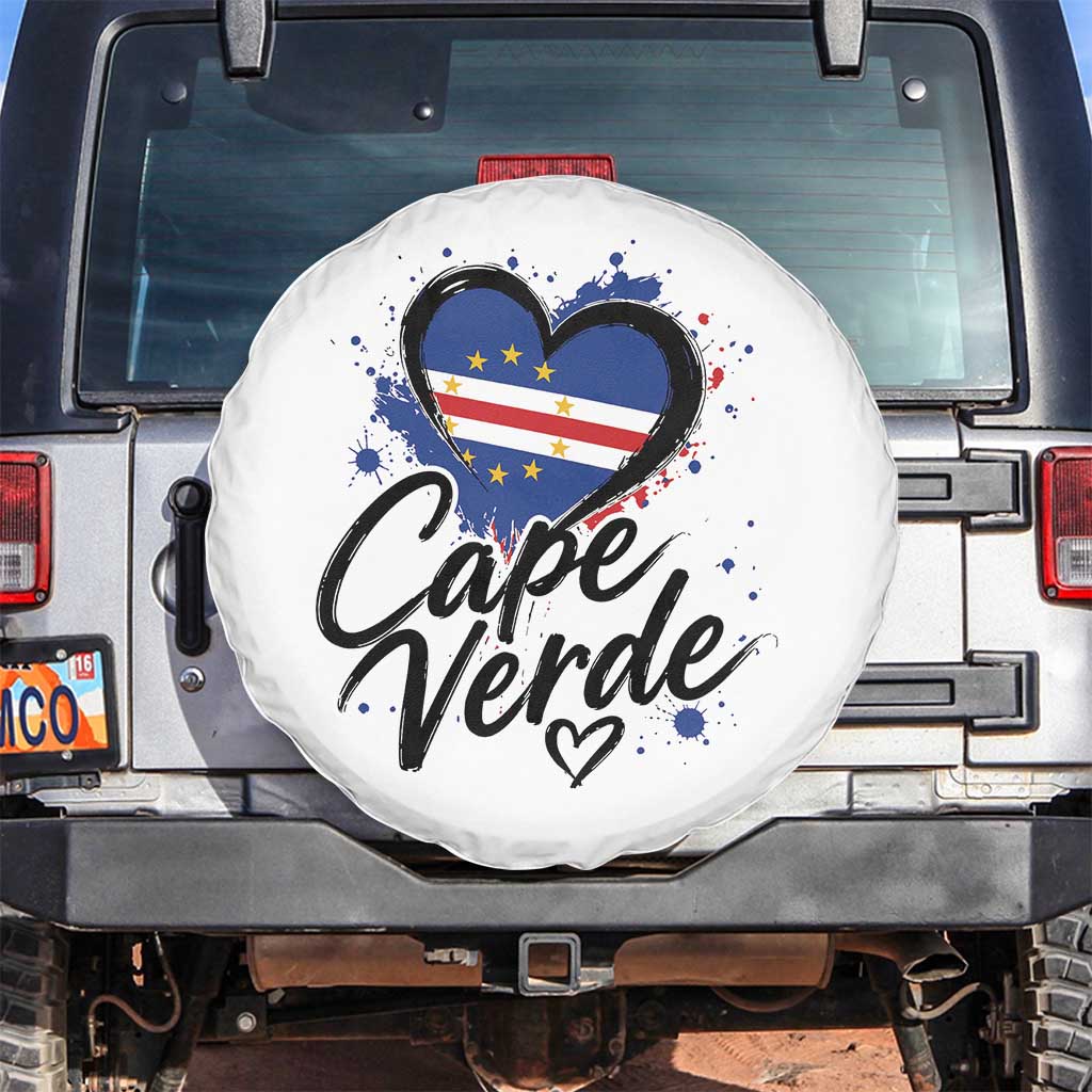 Cape Verde Flag Heart Spare Tire Cover Cabo Verde Pride Verdean Love